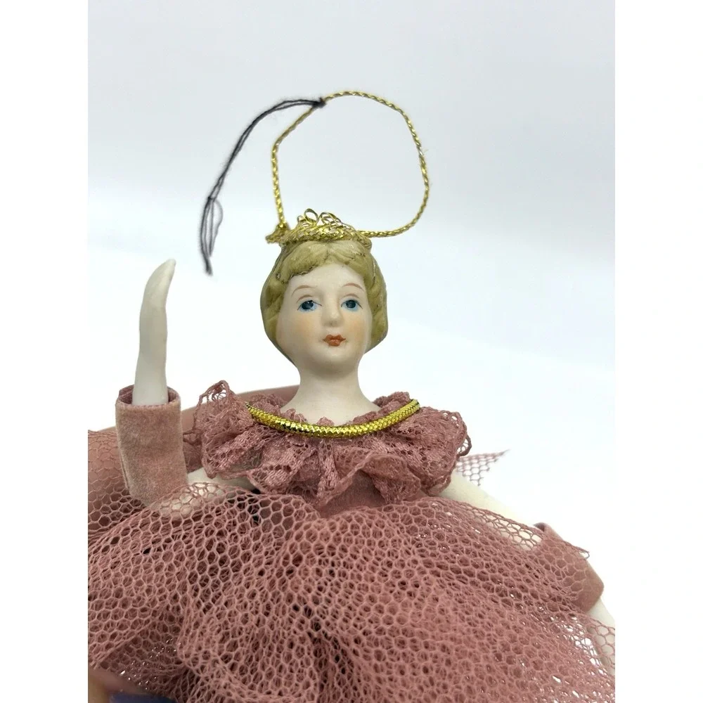 PORCELAIN HEAD Pink BALLERINA Christmas ORNAMENT